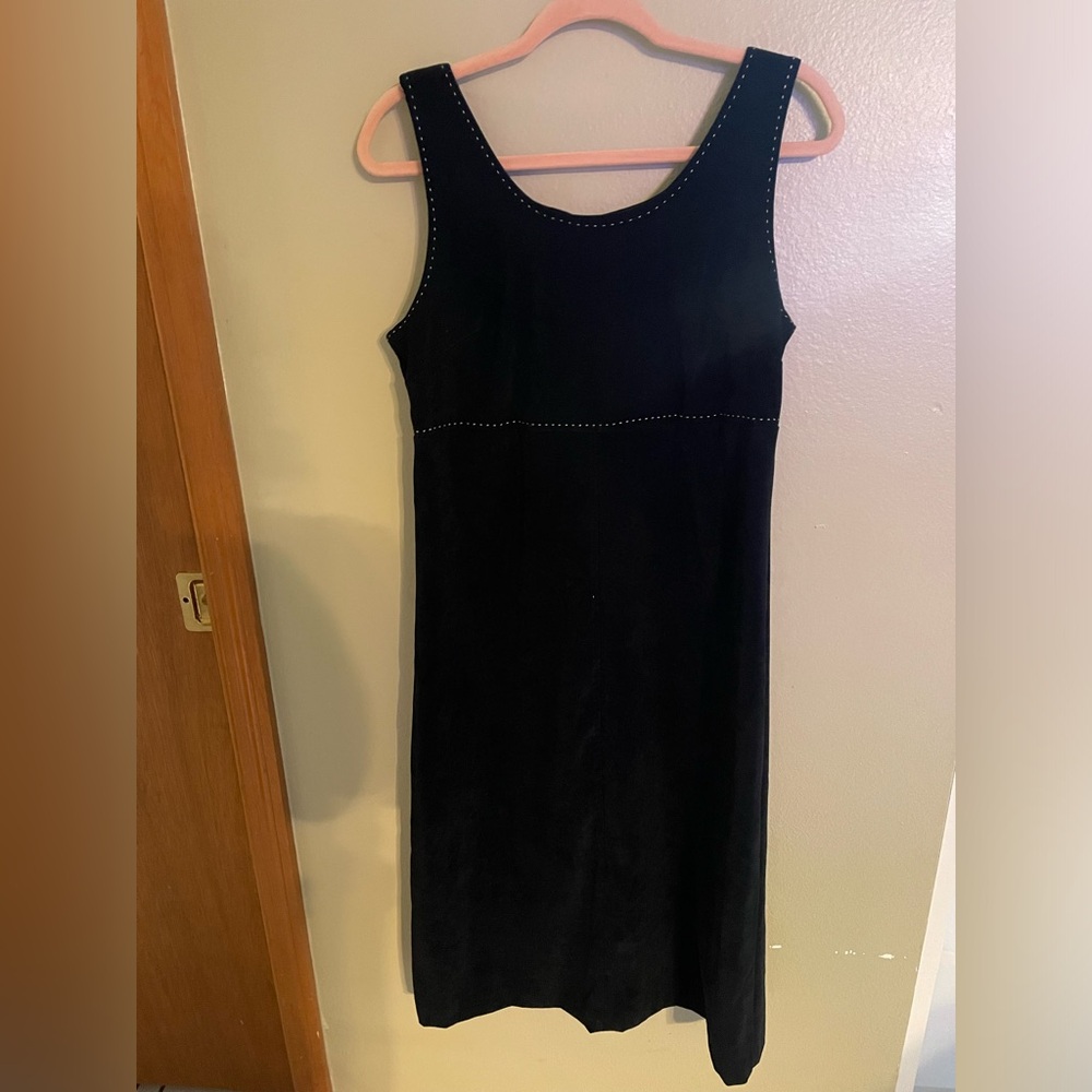 Vintage Black Velvet Dress 90s Y2k Style Slit Back Velour Old Money Whimsigoth
